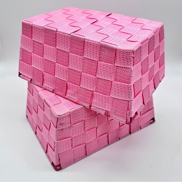 Pink Mini Wide Weaved Nylon Storage Gift Decorative Baskets - Picture 6 of 6